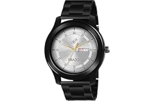 PIRASO Stunning Look Crystals Studded in Dial with Day and Date Display Chain Watch for Men Boys