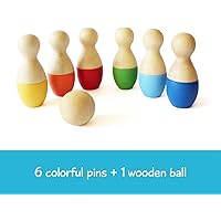 Shumee Wooden Mini Bowling Pins Toy Set (2 Years+) - Indoor & Outdoor Fun Learning Game