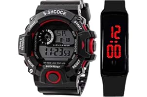 SELLORIA Digital Unisex-Child Watch (Black Dial) (Pack of 2)