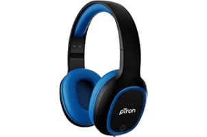 PTron Studio Bluetooth Wireless Over Ear Headphones with Mic (Blue)