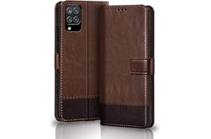 TheGiftKart Flip Case Back Cover for Samsung Galaxy M12 / F12 / A12 (Dual Color | Faux Leather | Brown & Coffee)