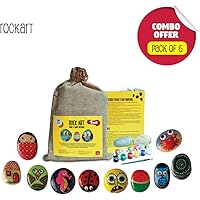 Toiing Rock Art Kit Return Gift Combo - 6 Creative Reusable Rock Painting & Colouring Sets; Indoor Art Project for Children