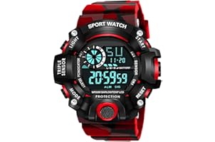 Shocknshop Digital Sports Multi Functional Black Dial Watch for Mens Boys -315RED