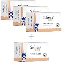 Softsens Baby Natural Bar Soap with Honey, Orange & Natural Almond Oil, 75g (Buy 3, Get 1 Free)