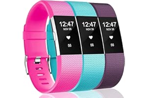 Sounce Pack of 3 Belts/Straps Compatible for Fitbit Charge2 Bands Wristband Straps (3 Units) Large