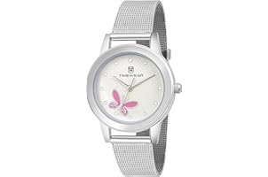 TIMEWEAR Analog Pink Butterfly Silver Dial Stainless Steel Strap Watch for Women - 288SDTL