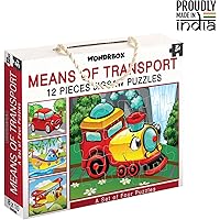 WONDRBOX Jigsaw Puzzle Game for Kids for Age 3,4,5 | Means of Transport | Set of 4 Puzzles | Size 10X8 inches