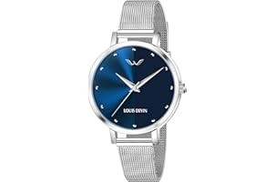 LOUIS DEVIN Analogue Women's Watch(Blue Dial Silver Colored Strap)-LD-L144-BLU-CH