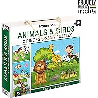WONDRBOX Jigsaw Puzzle Game for Kids for Age 3,4,5 | Animals and Birds | Set of 4 Puzzles | Size 10X8 inches