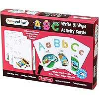 Funvention- for Little Scientist in Every Kid ABC Alphabet Write and Wipe Activity Writing Practice Cards Learning Games, Educational Toys for Children 3-6 Years