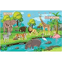 Zigyasaw Wild animals jungle kingdom giant Jumbo Jigsaw Floor Puzzle (Wipe-Clean Surface, 54 Pieces, 24” L x 36” W, Great Gift for Girls and Boys - Best for 3,4,5,6, 7, 8 Year Olds and Up)