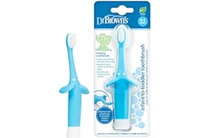 Dr. Brown's Infant-to-Toddler Training Toothbrush, Soft for Baby's First Teeth, Blue Elephant, BPA Free, 0-3 Years