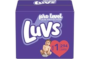 Diapers Size 1, 294 Count - Luvs Pro Level Leak Protection Hypoallergenic Disposable Baby Diapers for Sensitive Skin (Packagi
