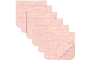Muslin Burp Cloths 6 Pack Large 100% Cotton Hand Washcloths 6 Layers Extra Absorbent and Soft (Lace, Pack of 6)