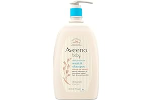Aveeno Baby Daily Moisture Gentle Bath Wash & Shampoo with Natural Oat Extract, Hypoallergenic, Tear-Free & Paraben-Free Form