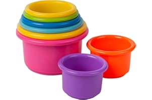 Colorful Baby Toys: 8 brightly colored cups stack together with Unique Holes in the Bottom for water play