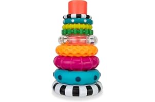 Sassy Stacks of Circles Stacking Ring STEM Learning Toy, Age 6+ Months, Multi, 9 Piece Set