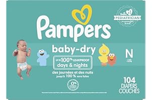 Diapers Size Newborn/Size 0 (< 10 lb), 104 Count - Pampers Baby Dry Disposable Baby Diapers, Super Pack