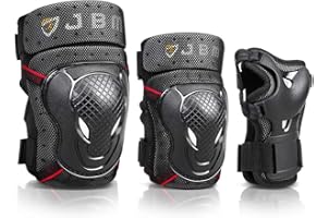 JBM Adult BMX Bike Knee Pads and Elbow Pads with Wrist Guards Protective Gear Set for Biking, Riding, Cycling and Multi Sport