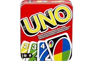 UNO Family Card Game, with 112 Cards in a Sturdy Storage Tin, Travel-Friendly, Makes a Great Gift for 7 Year Olds and Up​ [Am