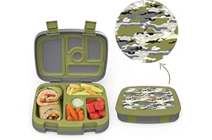 Bentgo Kids Prints (Camouflage) - Leak-Proof, 5-Compartment Bento-Style Kids Lunch Box – Ideal Portion Sizes for Ages 3 to 7 