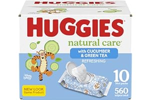 Baby Wipes, Huggies Natural Care Refreshing Baby Diaper Wipes, Hypoallergenic, Scented, 10 Flip-Top Packs, 560 Wipes Total - 