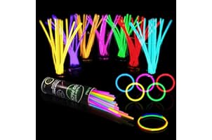 100 Glow Sticks Bulk Party Supplies - Glow in The Dark Fun Party Pack with 8" Glowsticks and Connectors for Bracelets and Nec