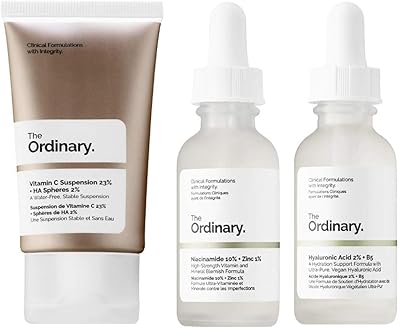 The Ordinary Facial Treatment Set! Includes Vitamin C Cream, Hyaluronic Acid Serum and Niacinamide Serum! Brightens, Hydra...