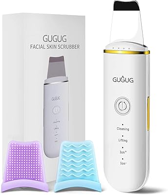 GUGUG Skin Scrubber Face Spatula, Skin Spatula Pore Cleaner Blackhead Remover Tools for Facial Deep Cleansing-4 Modes, White