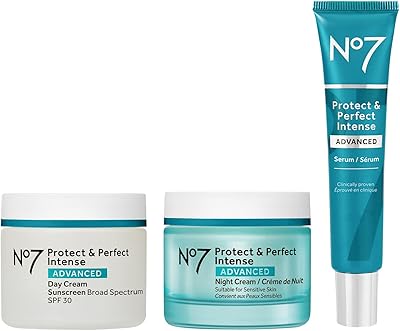 No7 Protect & Perfect Intense Advanced Anti Aging Skincare System - Day Cream with SPF 30 - Hydrating Shea Butter Night Cr...