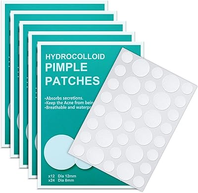 Pimple Patches for Face 180 Counts Hydrocolloid Acne Patches for face Invisible Zit Patches for Face Acne Spot Treatment P...