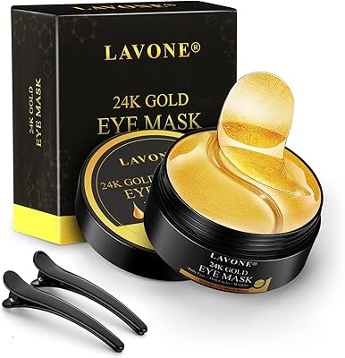 Eye Mask - 30 Pairs 24K Gold Under Eye Patches Skin Care Products - Eye Masks Skincare for Dark Circles and Puffiness, Red...