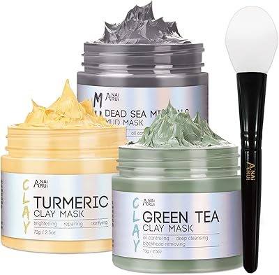 ANAI RUI Turmeric Clay Mask - Green Tea and Dead Sea Minerals, Spa Facial Mask Set for Pore Treatment/Smooth/Clarify, Indo...