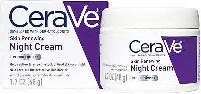 CeraVe Skin Renewing Night Cream | Niacinamide, Peptide Complex, and Hyaluronic Acid Moisturizer for Face | 1.7 Ounce, Pac...