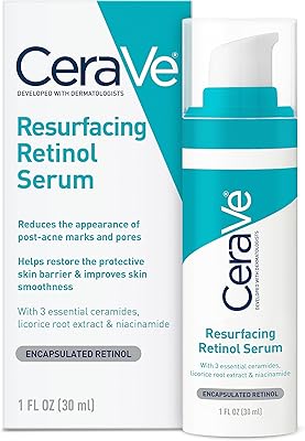 CeraVe Retinol Serum for Post-Acne Marks and Skin Texture | Pore Refining, Resurfacing, Brightening Facial Serum with Reti...